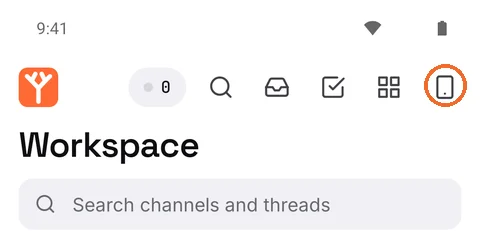 The phone icon is the last one in the top row.
