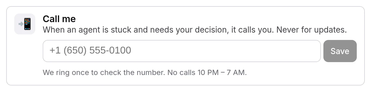 Step 2: the Call me tile before you save a number.