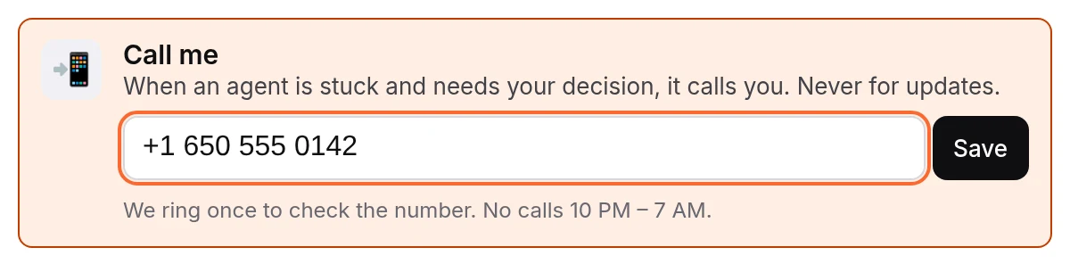 Save lights up once the number is complete.