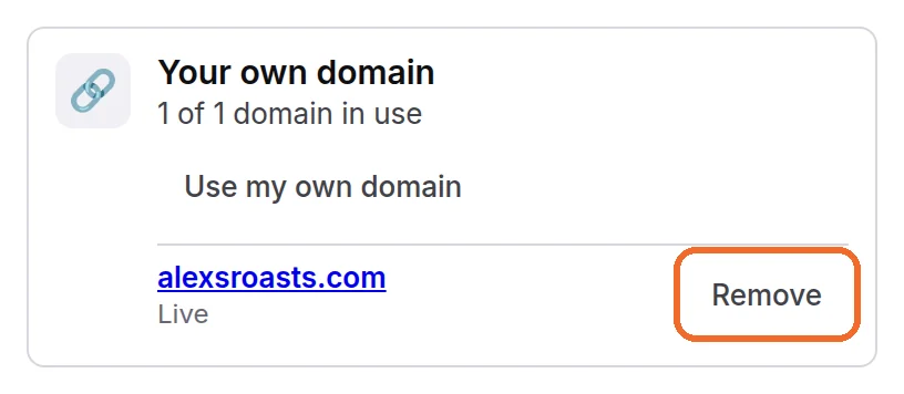 Step 4: press Add. The domain shows Live, with Remove next to it.