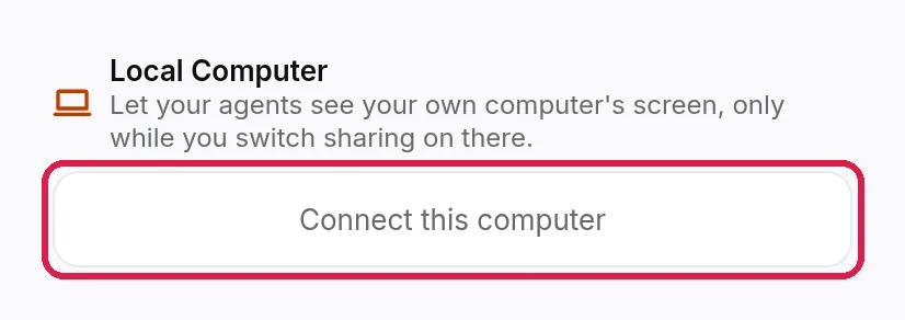 Step 1: in the app, Live, Local Computer, Connect this computer.