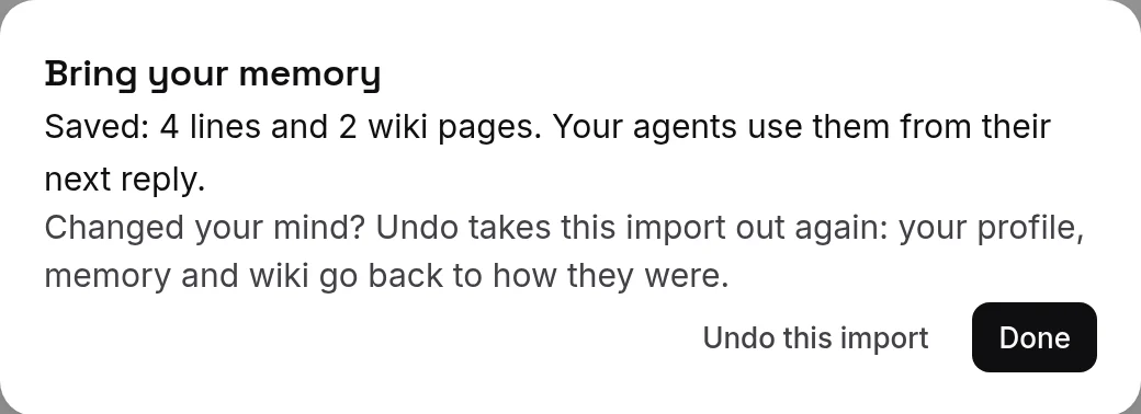 Saved, with Undo this import right there
