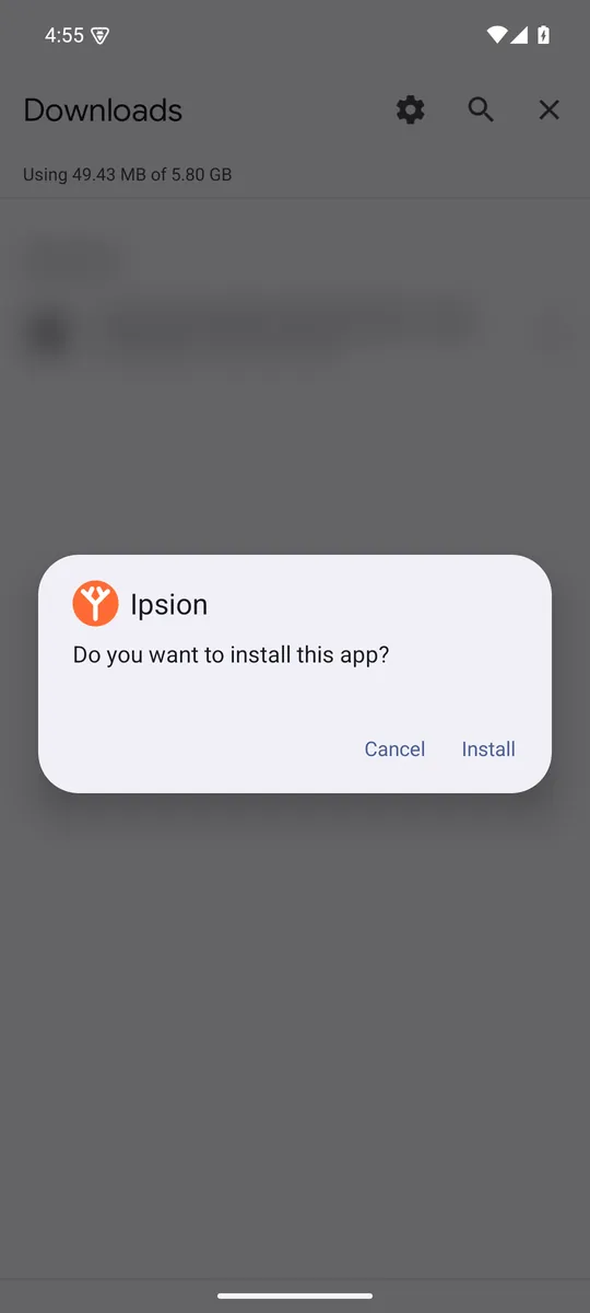 Android, first time only: allow installs from your browser, then tap Install.