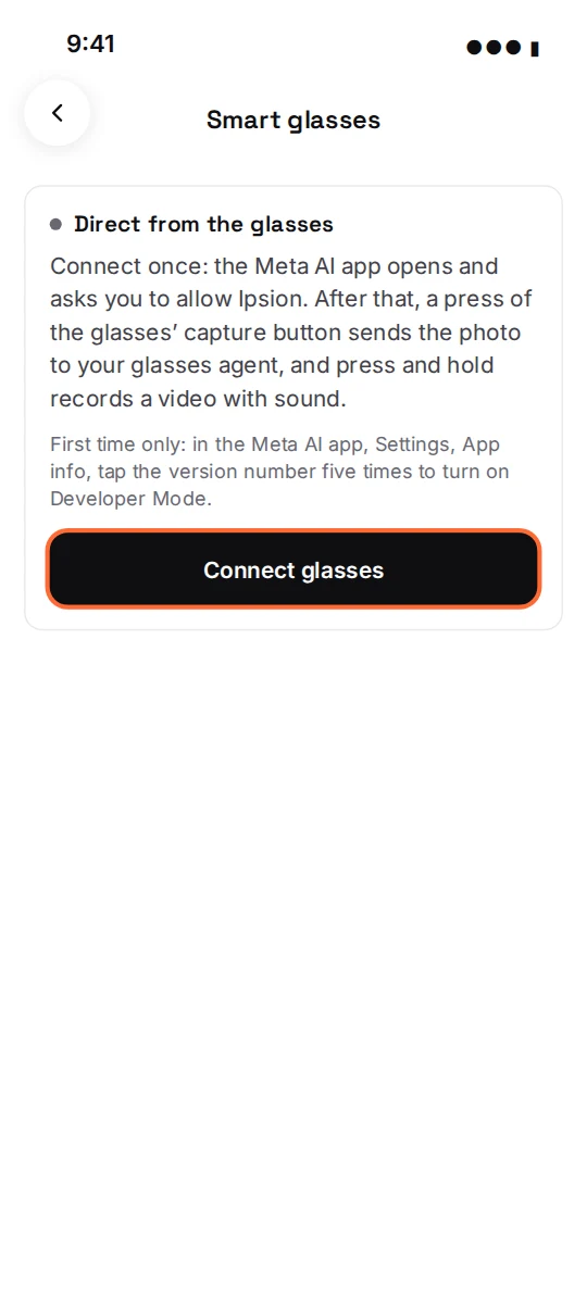 Direct from the glasses, before you connect. The grey dot turns green once the glasses are connected.