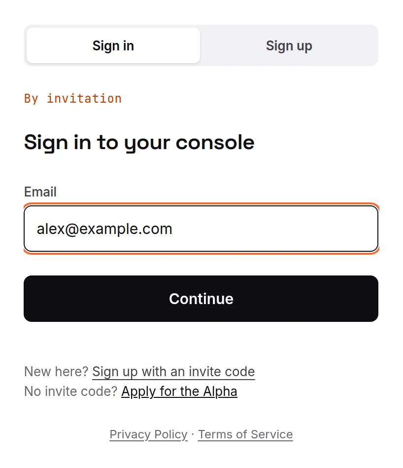 First your email, then your password.