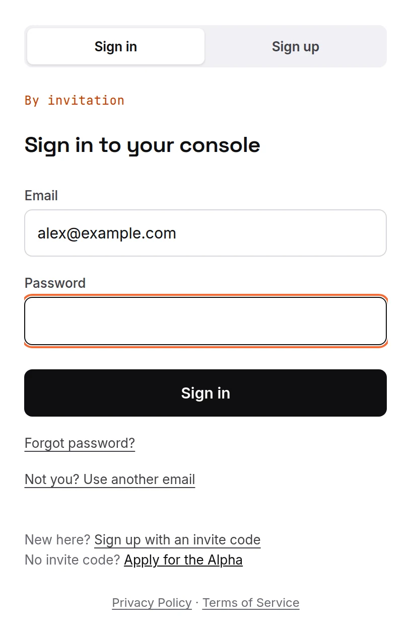 First your email, then your password.